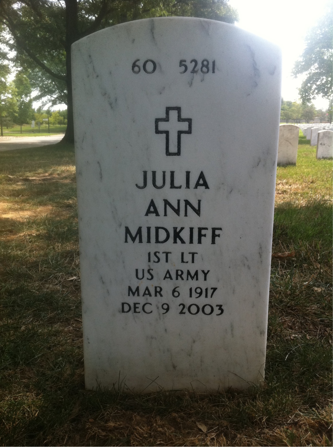 Back of headstone — Julia Midkiff