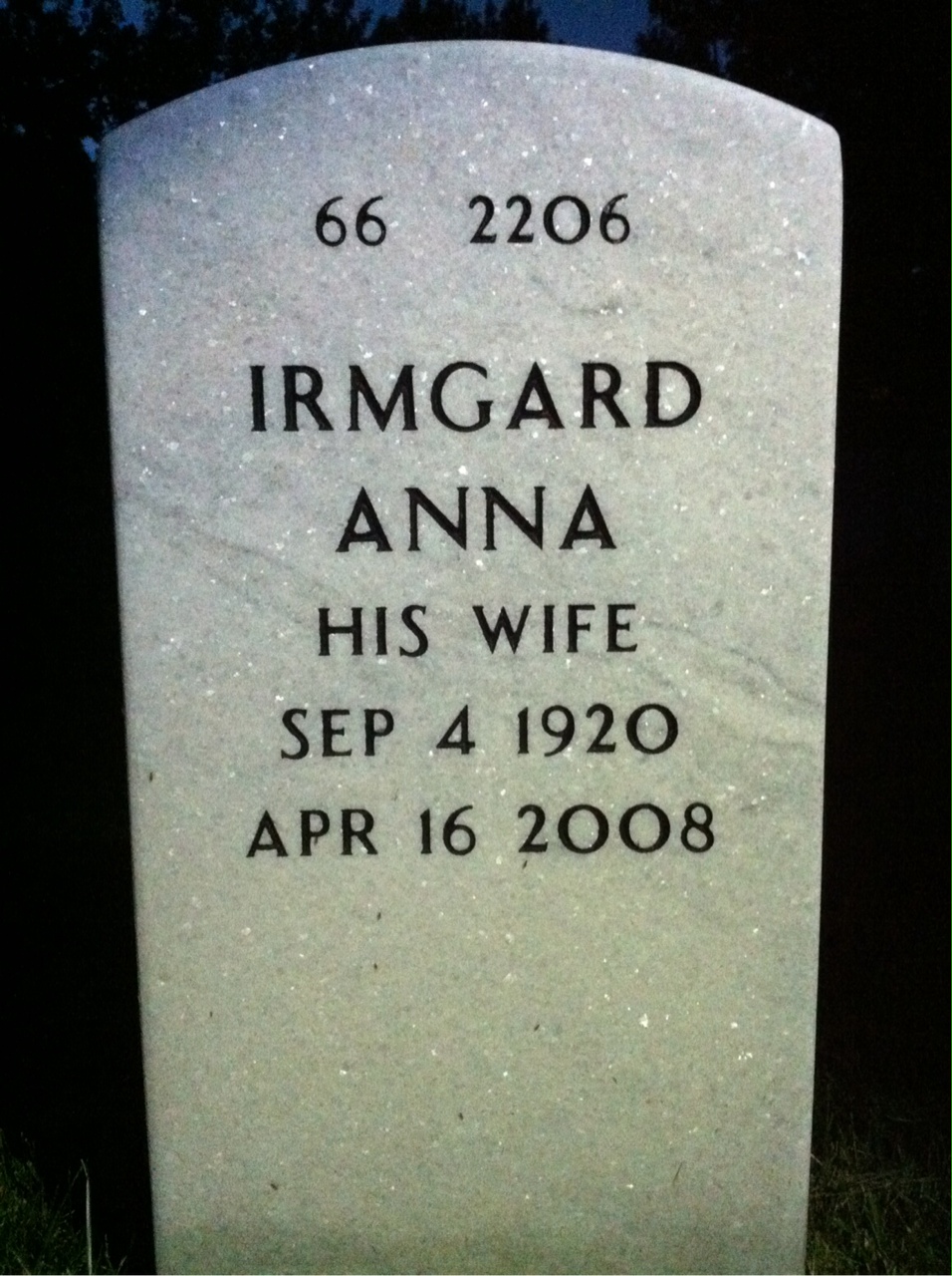 Back of headstone — Francis Bennett