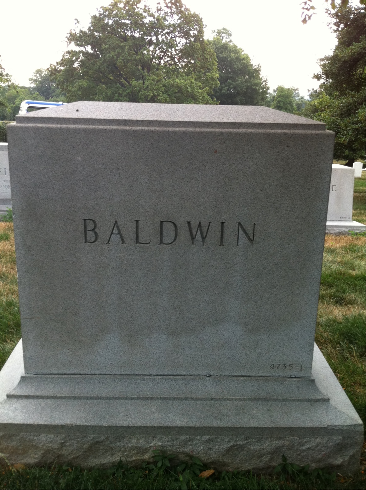 Back of headstone — Jane Baldwin