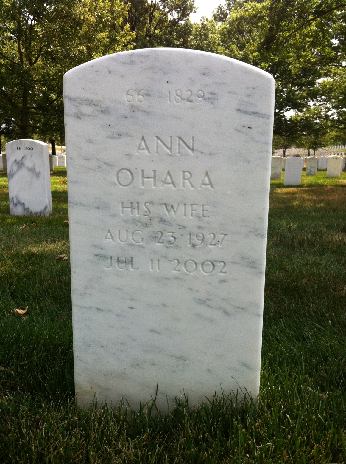 Back of headstone — Robert Baer