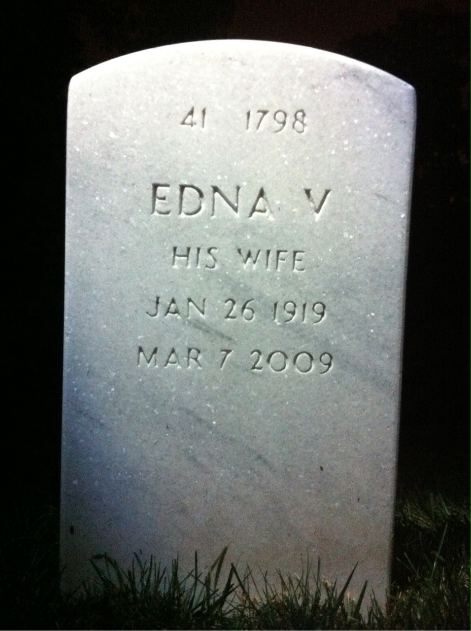 Back of headstone — James Wiseman