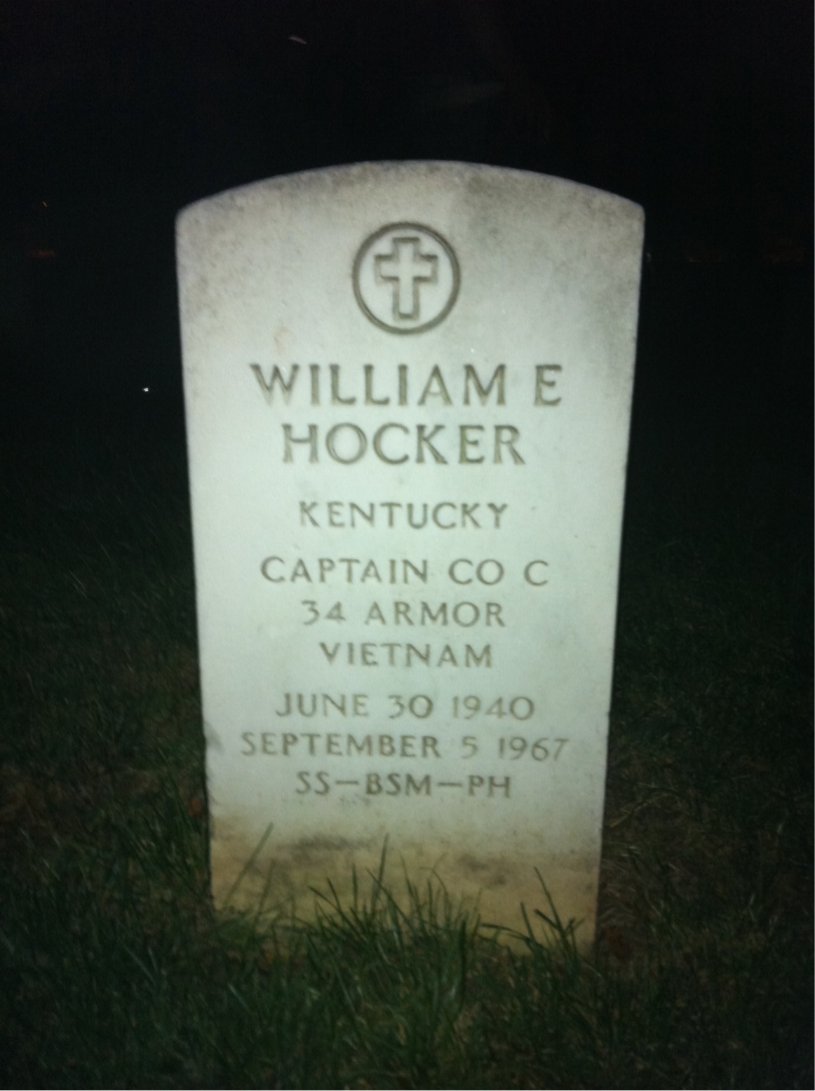 Back of headstone — William Eddie Hocker