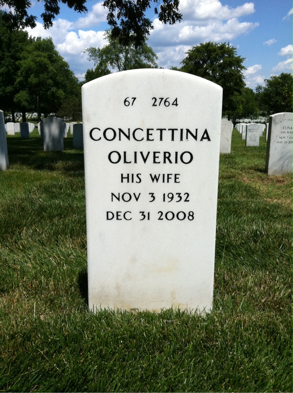Back of headstone — Anthony Voce