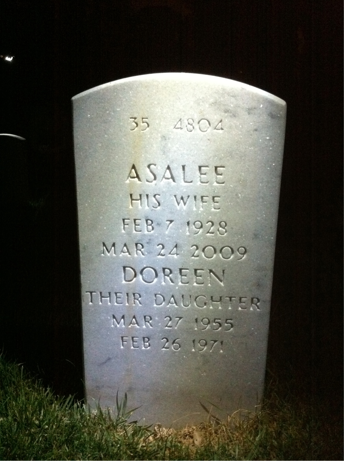 Back of headstone — Donald Hardy