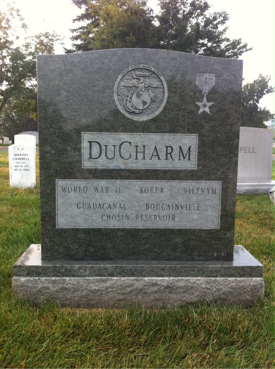 Back of headstone — Paul Ducharm
