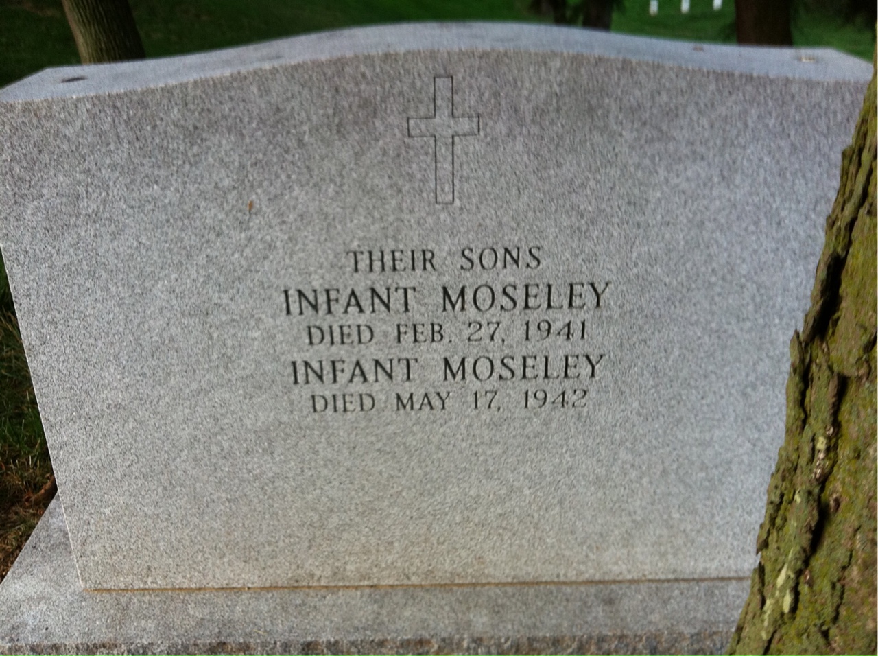Back of headstone — Charles Moseley