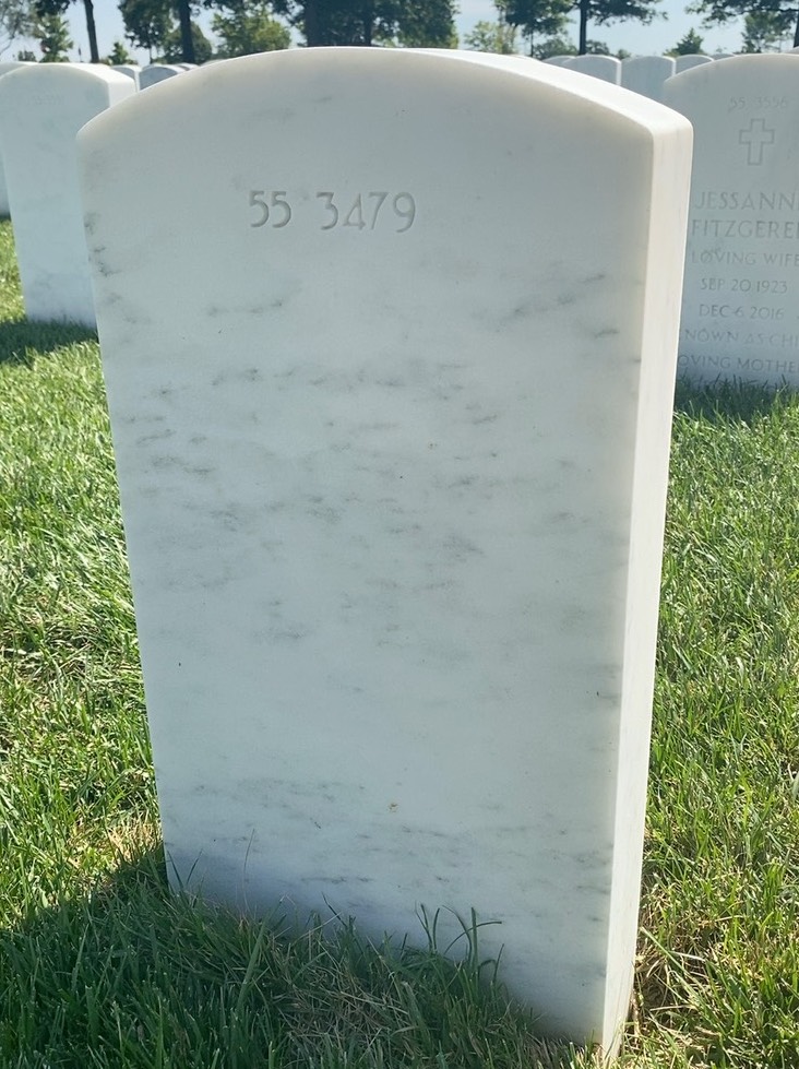 Back of headstone — Velter Hart King