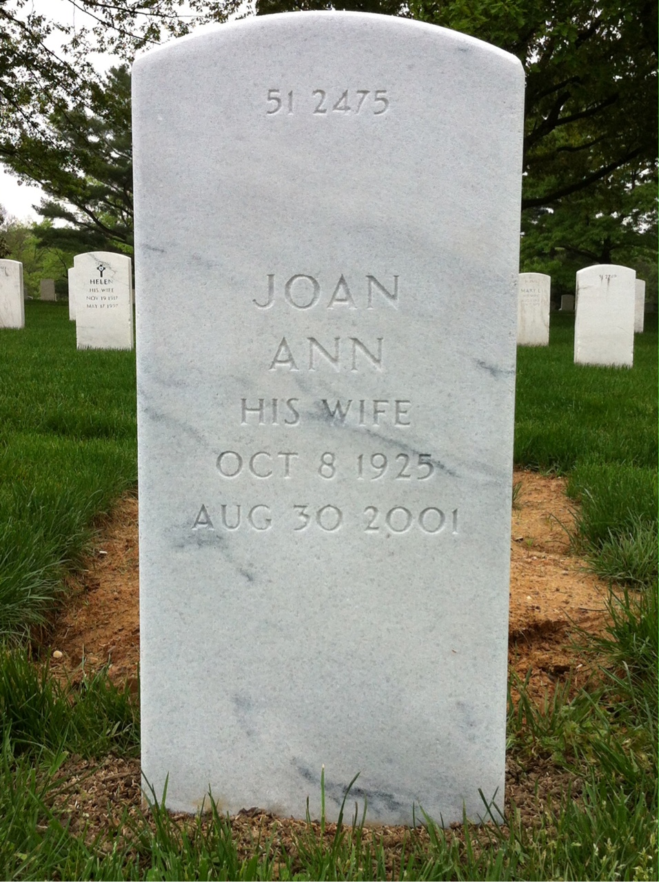 Back of headstone — William T Henry