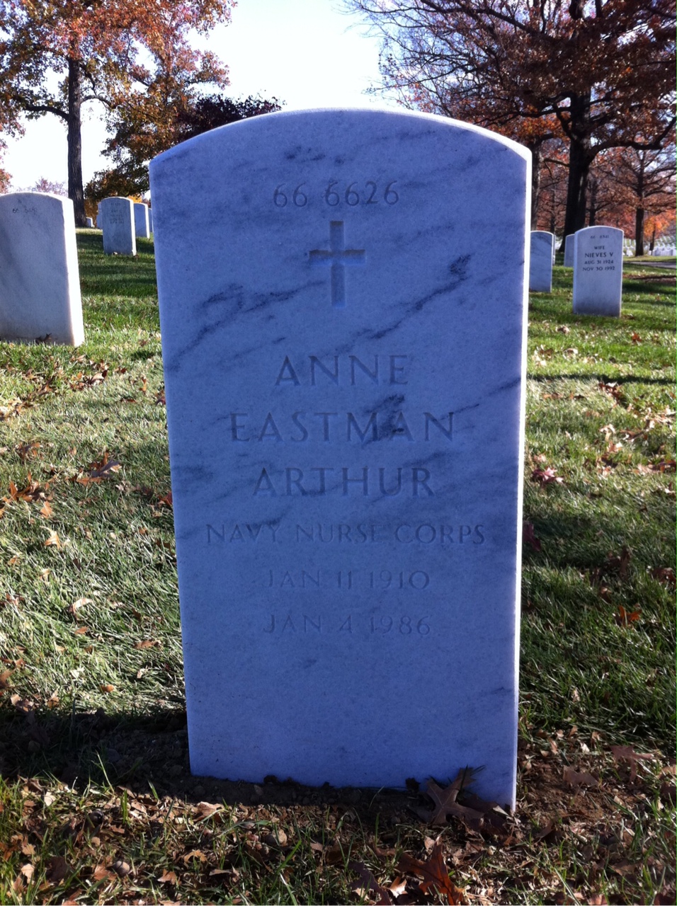 Back of headstone — Anne Arthur