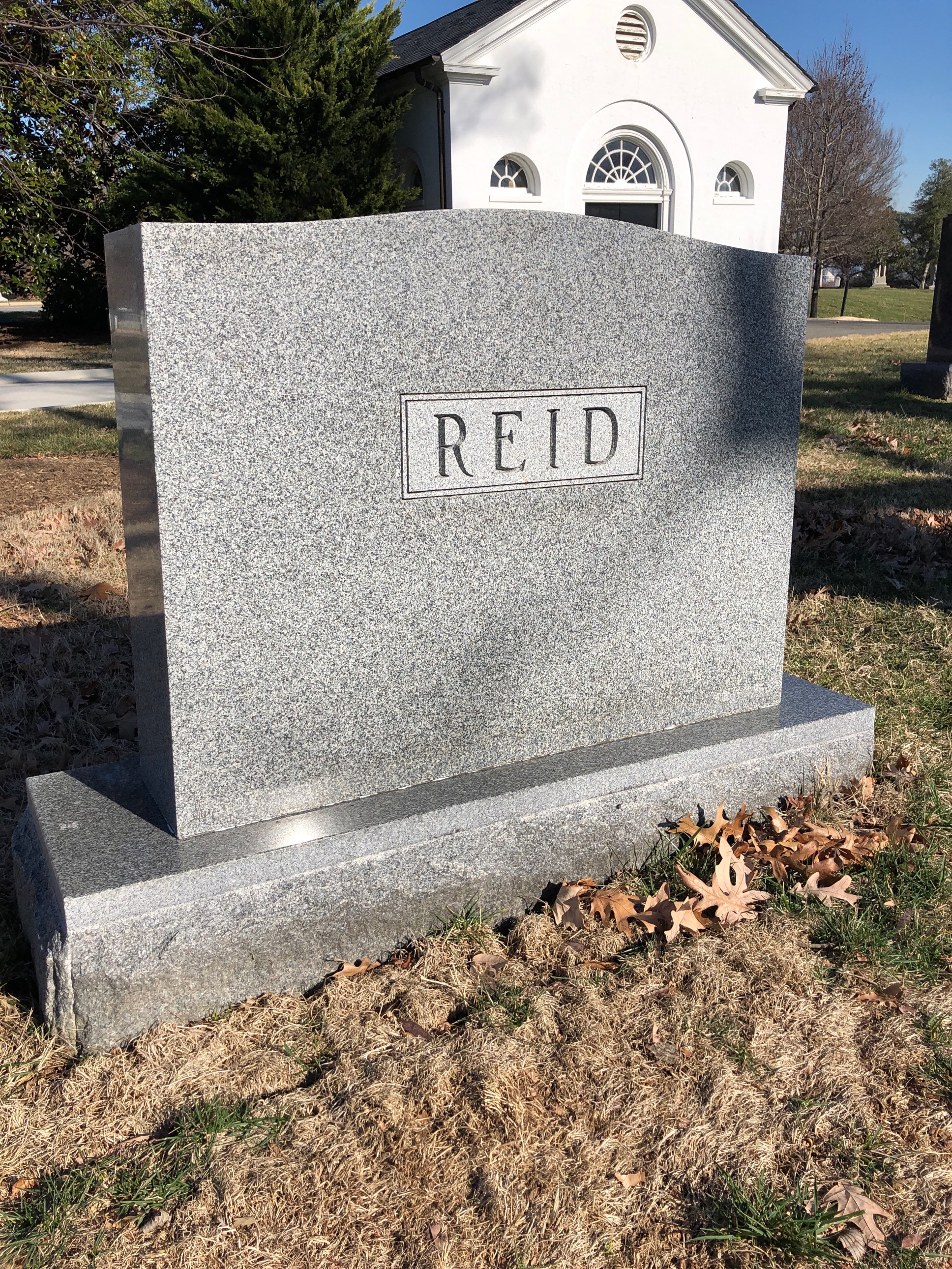 Back of headstone — George Reid