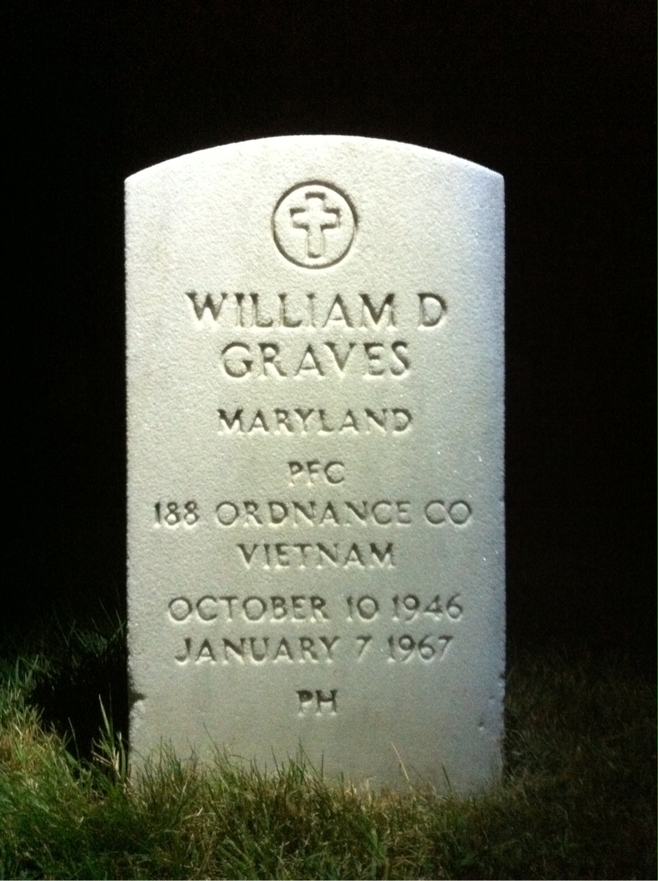 Back of headstone — William D Graves