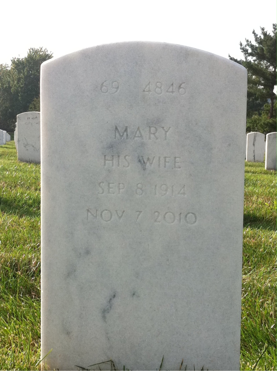 Back of headstone — William Semonavick