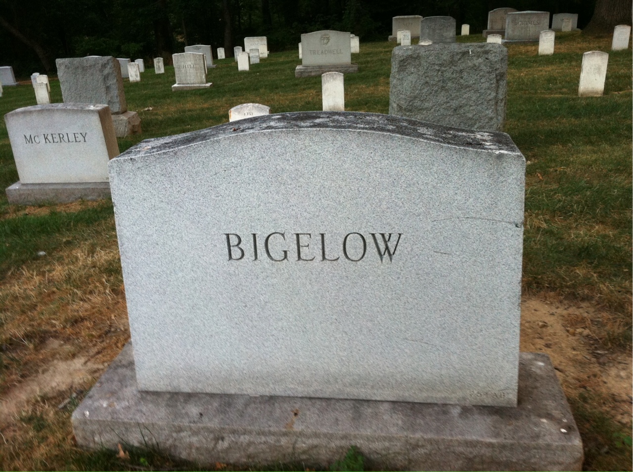 Back of headstone — Allen Bigelow