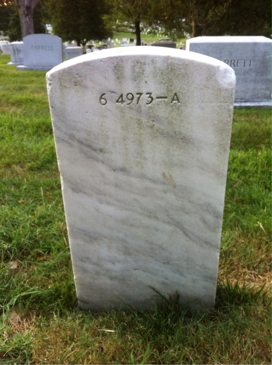 Back of headstone — Angela Mooney