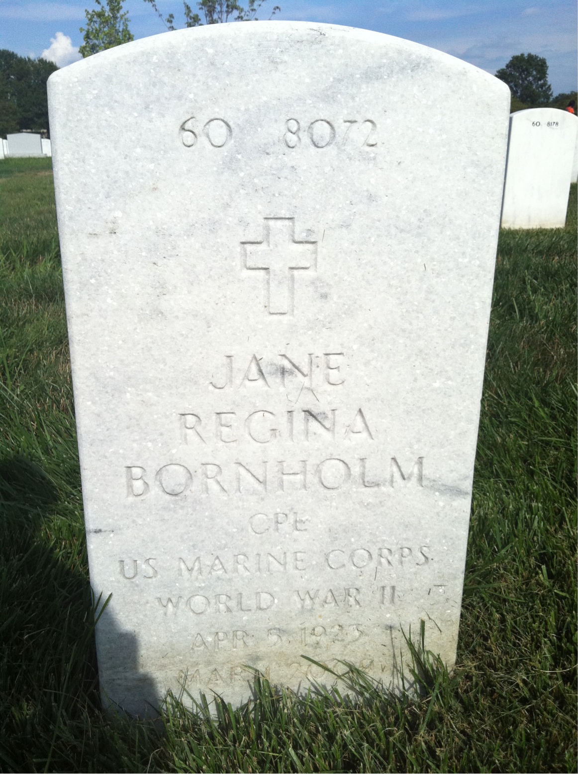 Back of headstone — Earl Bornholm
