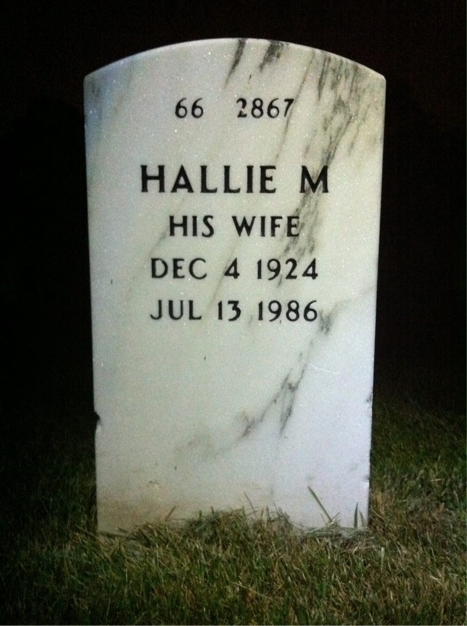 Back of headstone — Eugene Middleton