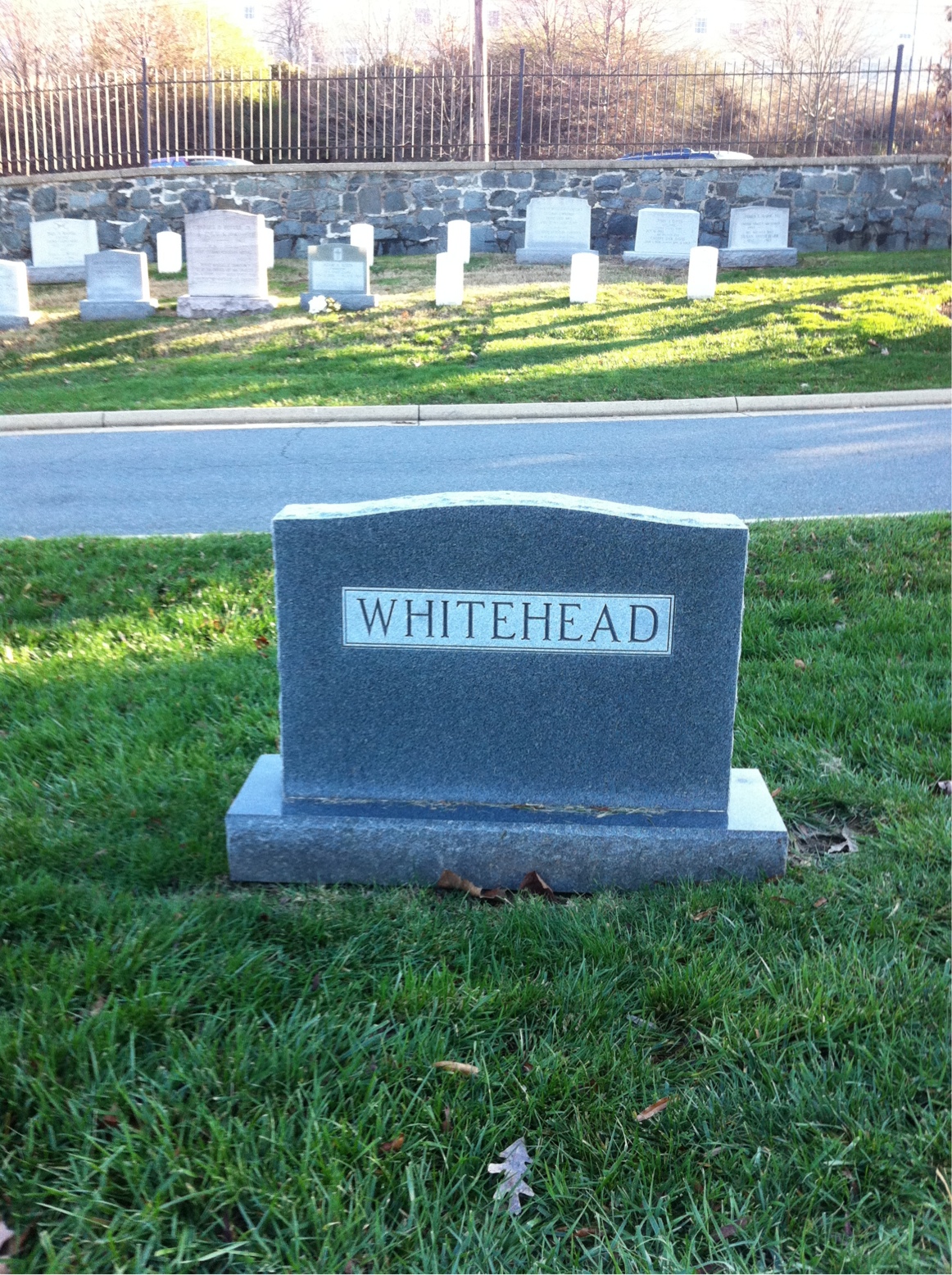 Back of headstone — William S Whitehead