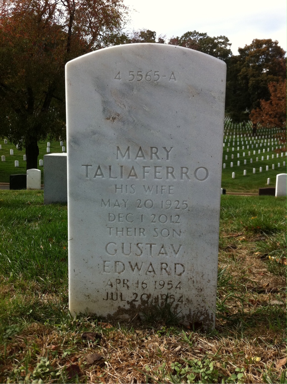 Back of headstone — Gustav Lundquist