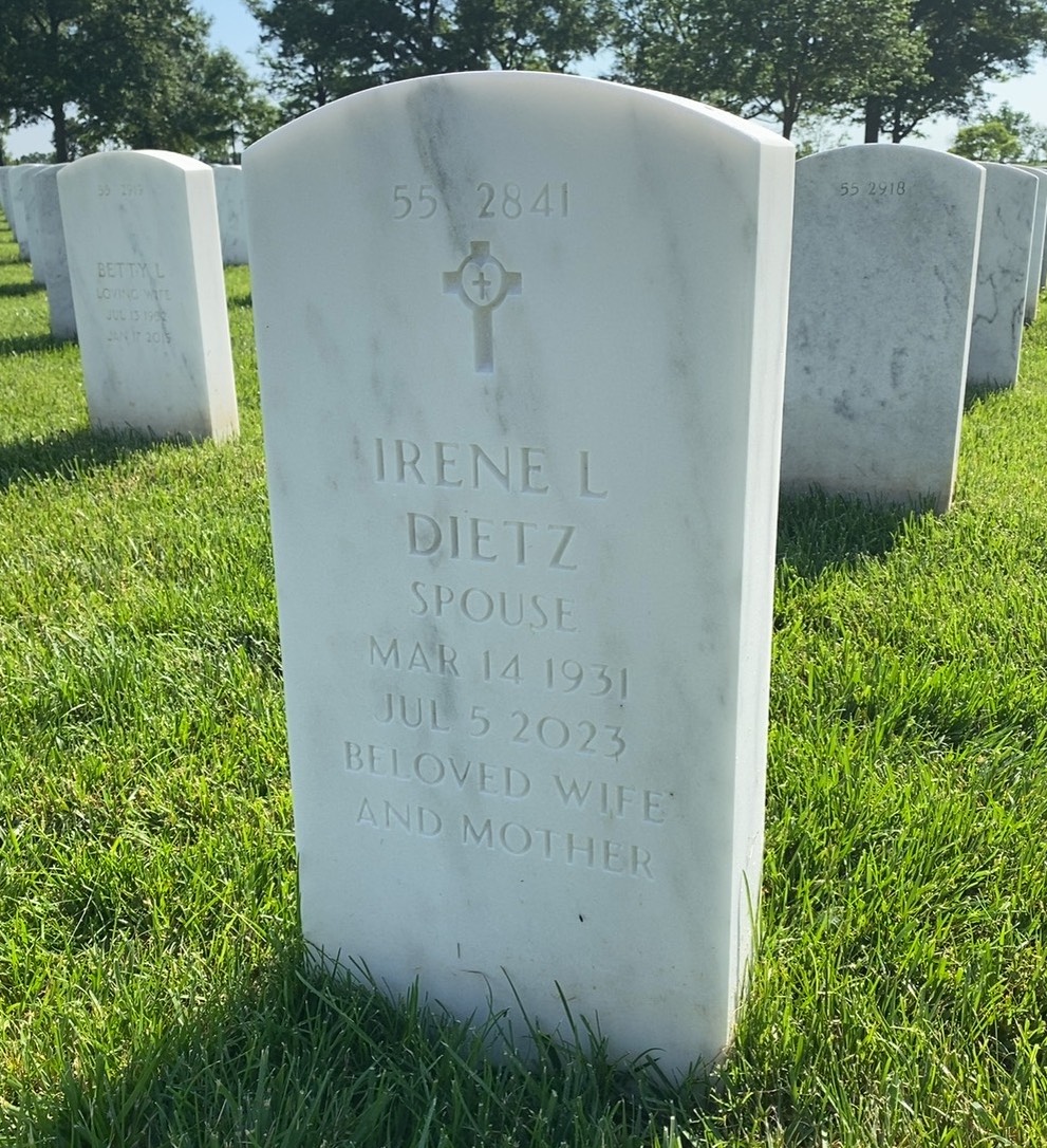 Back of headstone — Warren C Dietz