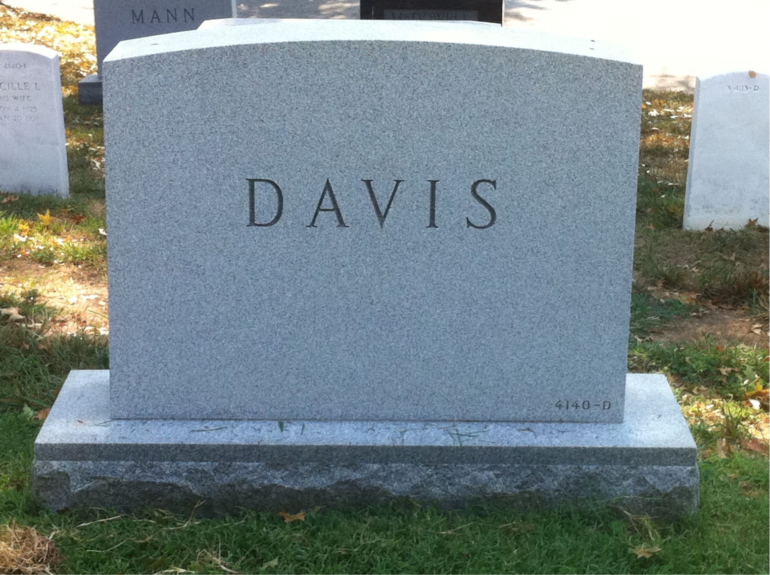 Back of headstone — Edward H Davis