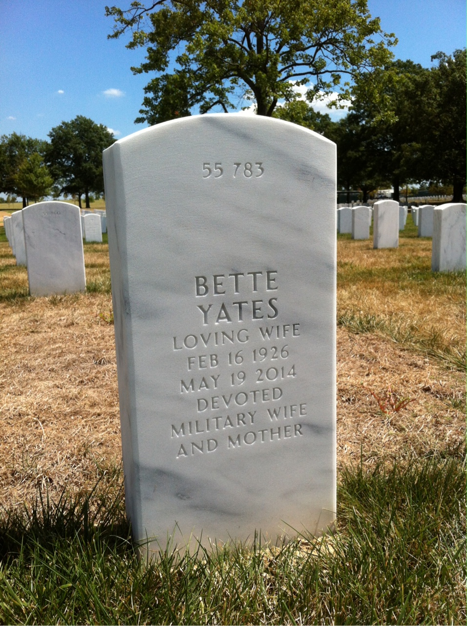 Back of headstone — Robert Ace