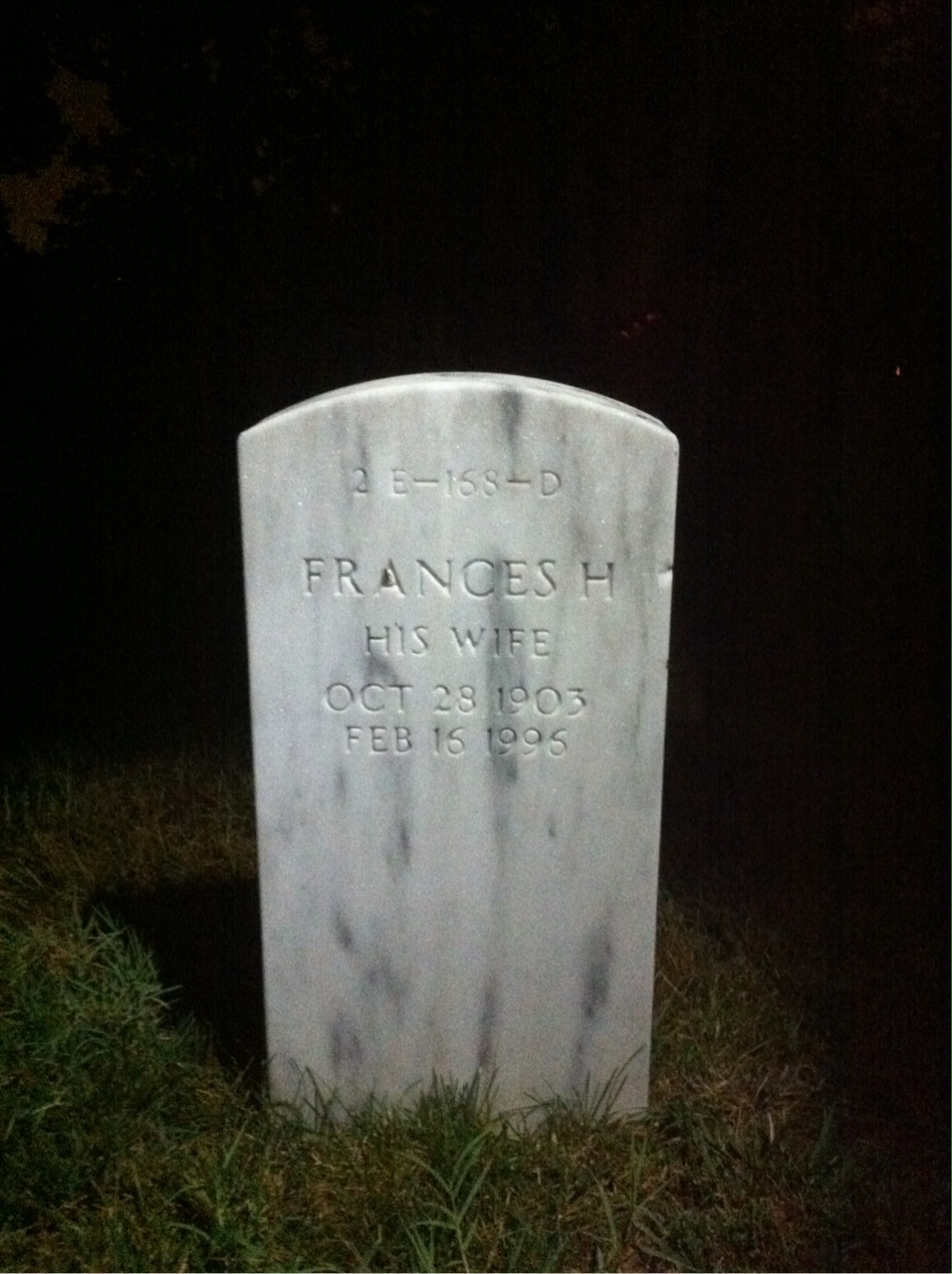 Back of headstone — Frances Murray