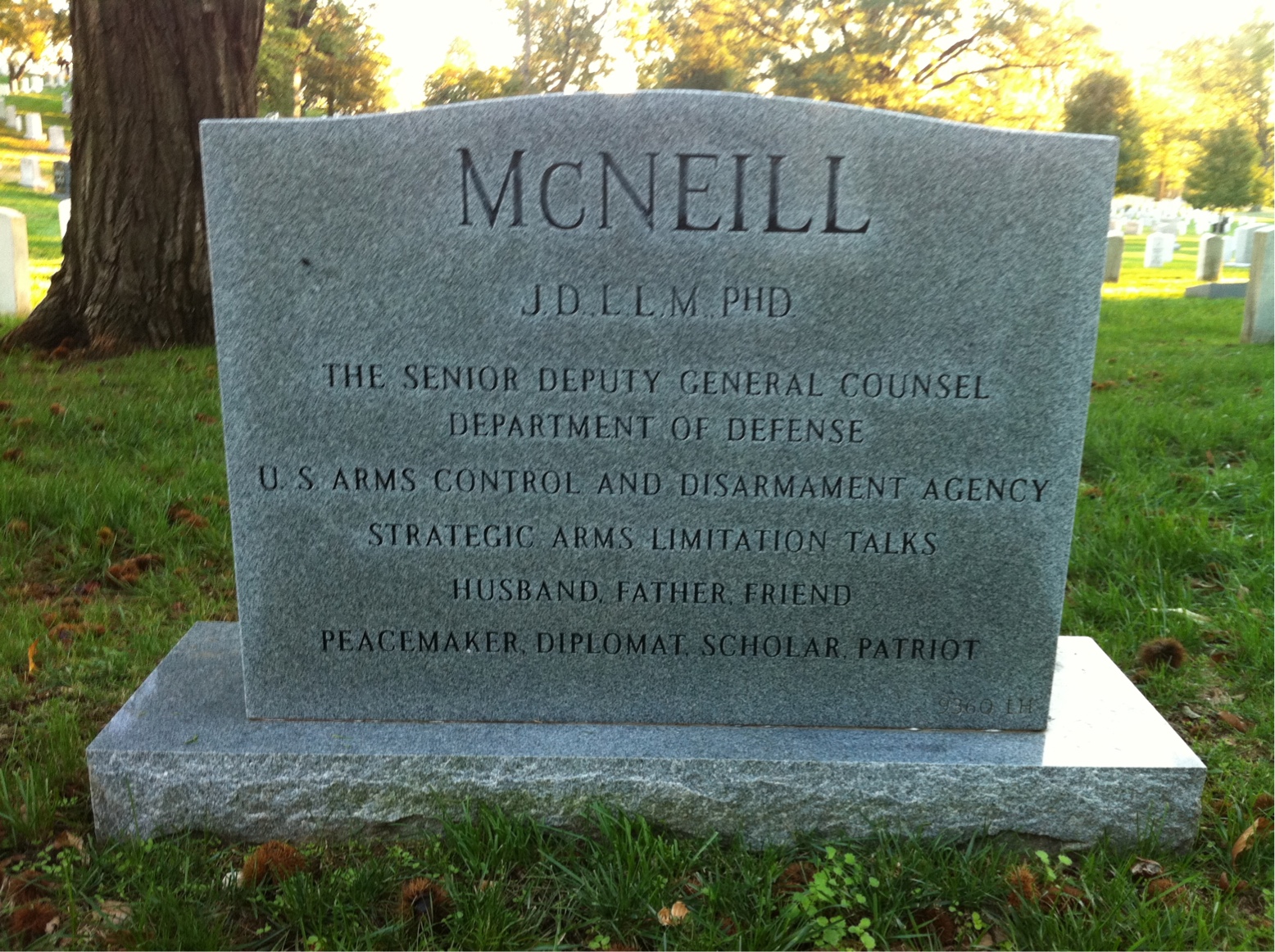 Back of headstone — John Mcneill