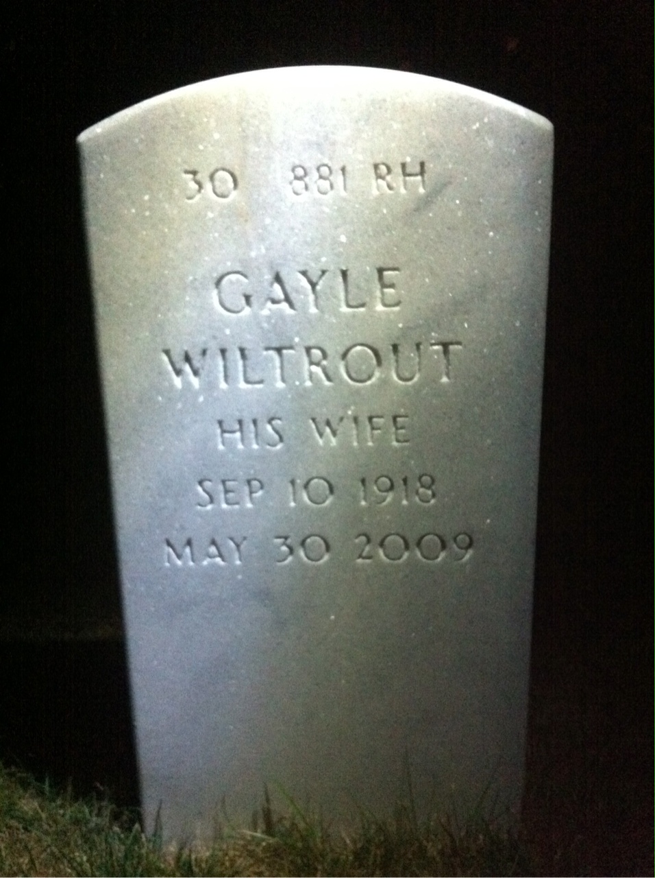 Back of headstone — Ralph Haller
