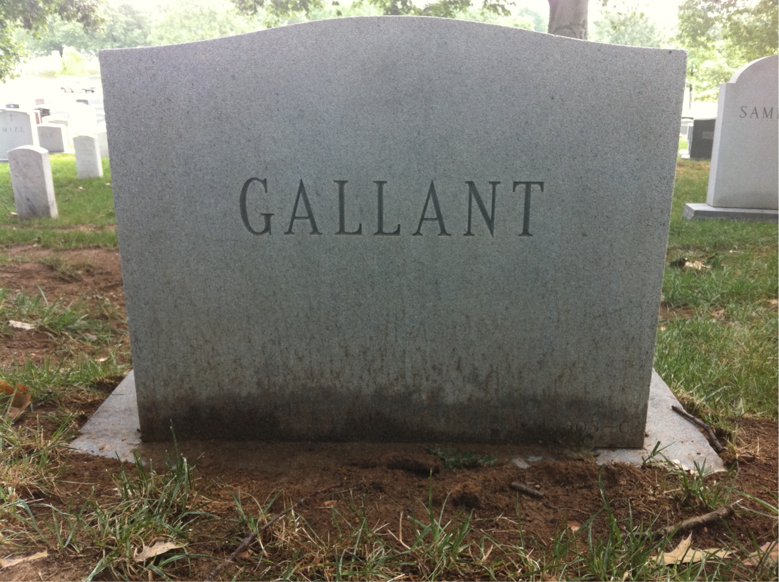 Back of headstone — Joseph Gallant