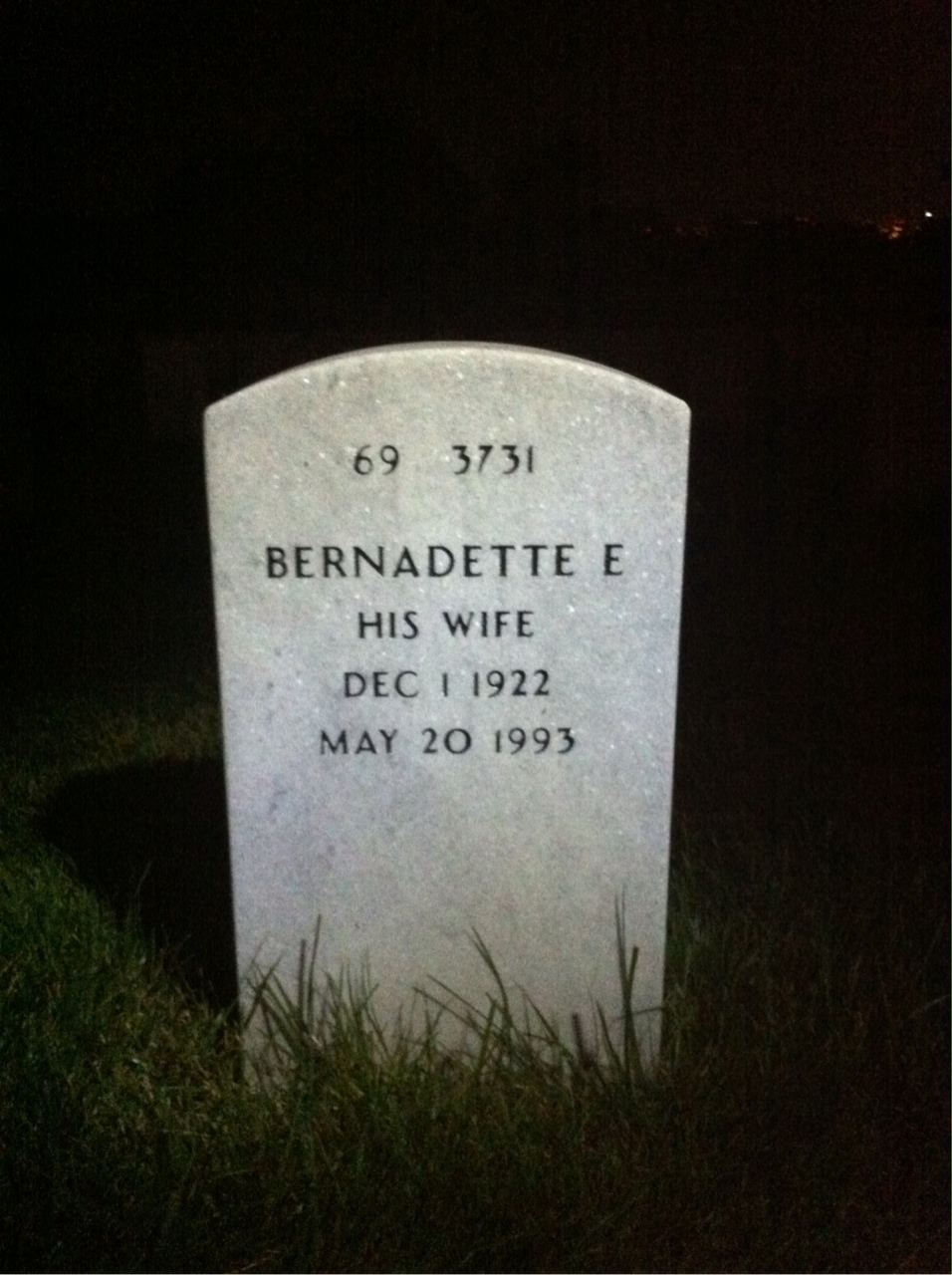 Back of headstone — James Deaver