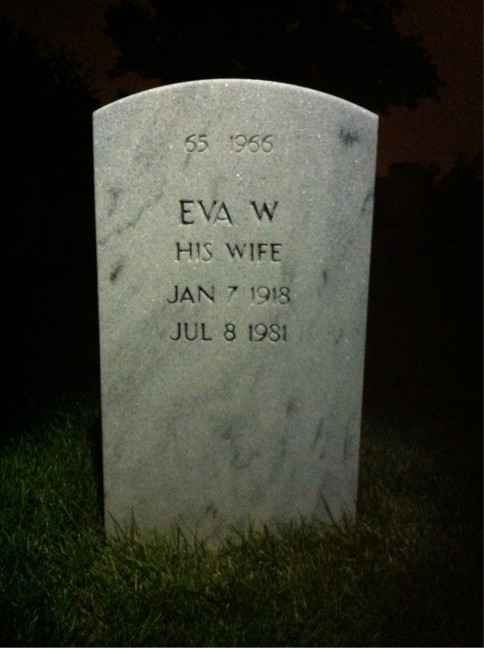 Back of headstone — Eva Almand