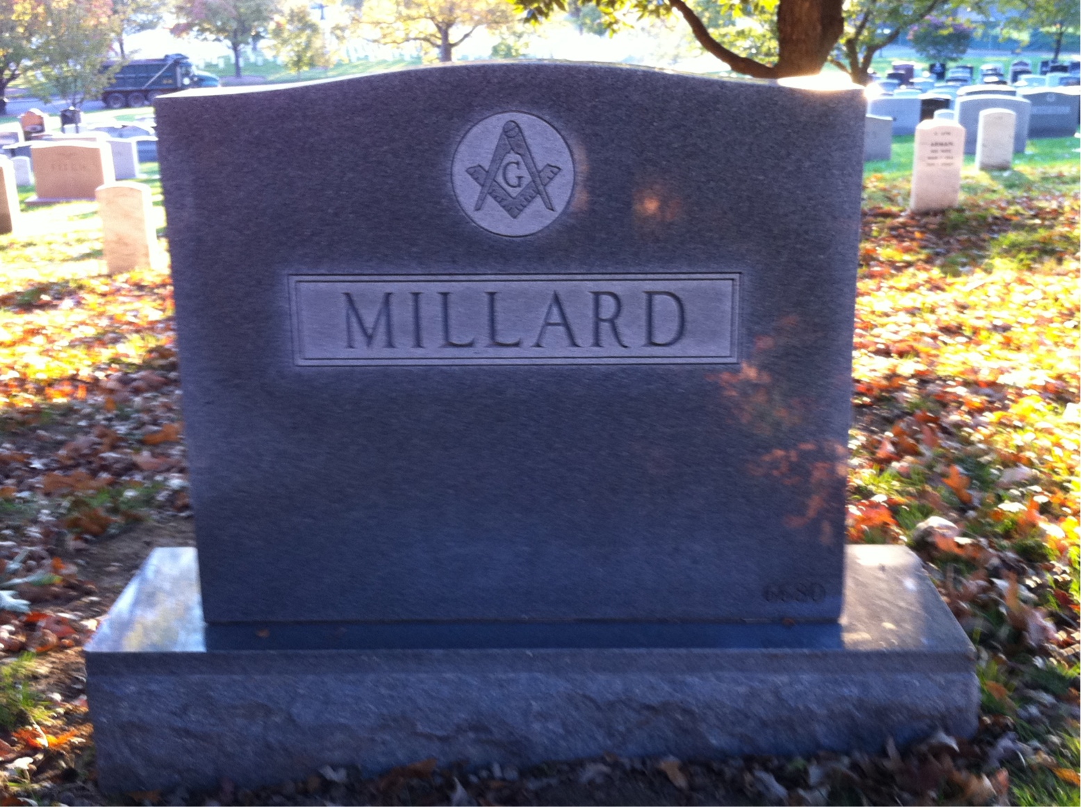 Back of headstone — M Millard