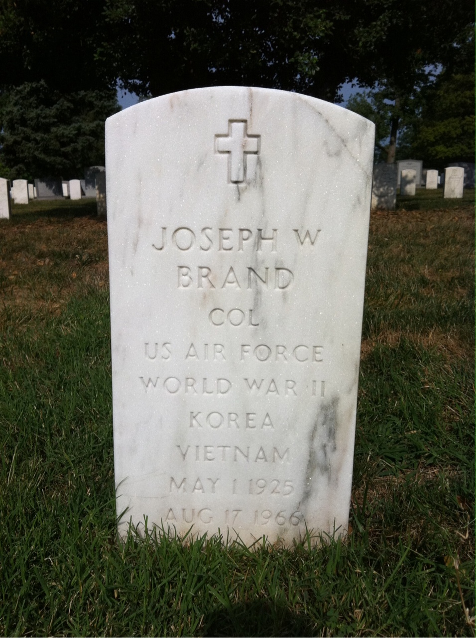 Headstone shared by 2 interments, including Joseph William Brand