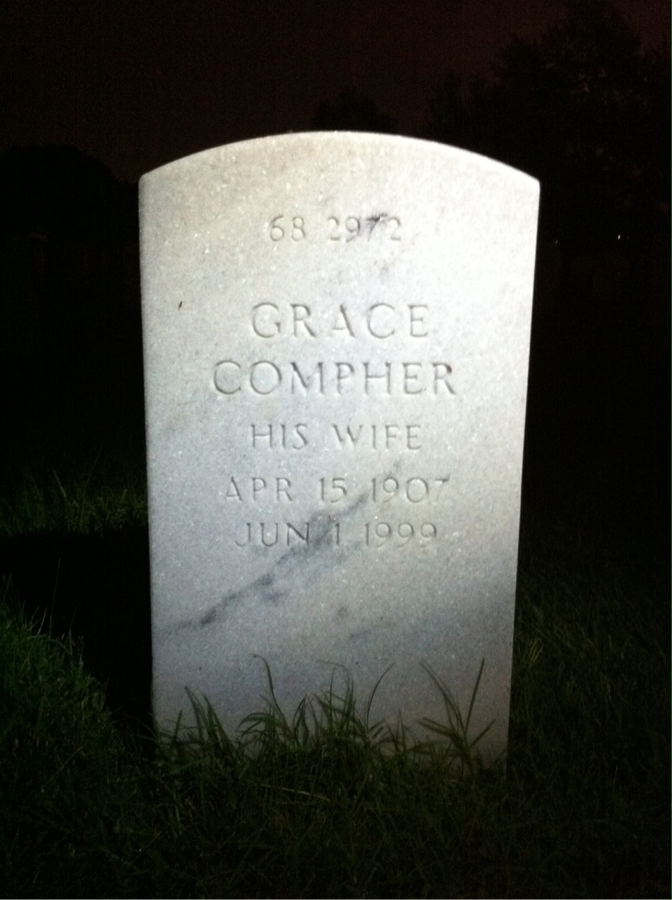 Back of headstone — Carroll Mullen