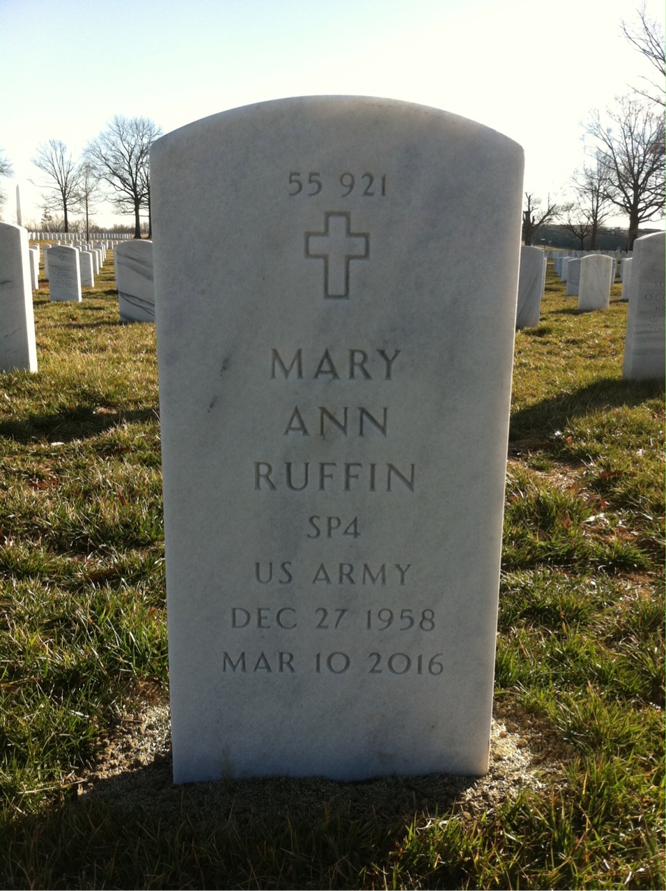 Back of headstone — Wilbert Ruffin