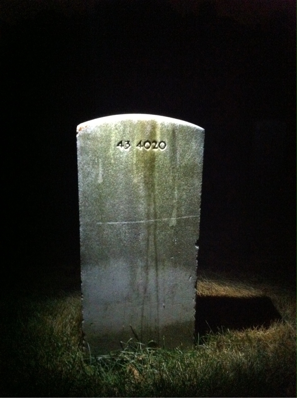 Back of headstone — Fred Adams