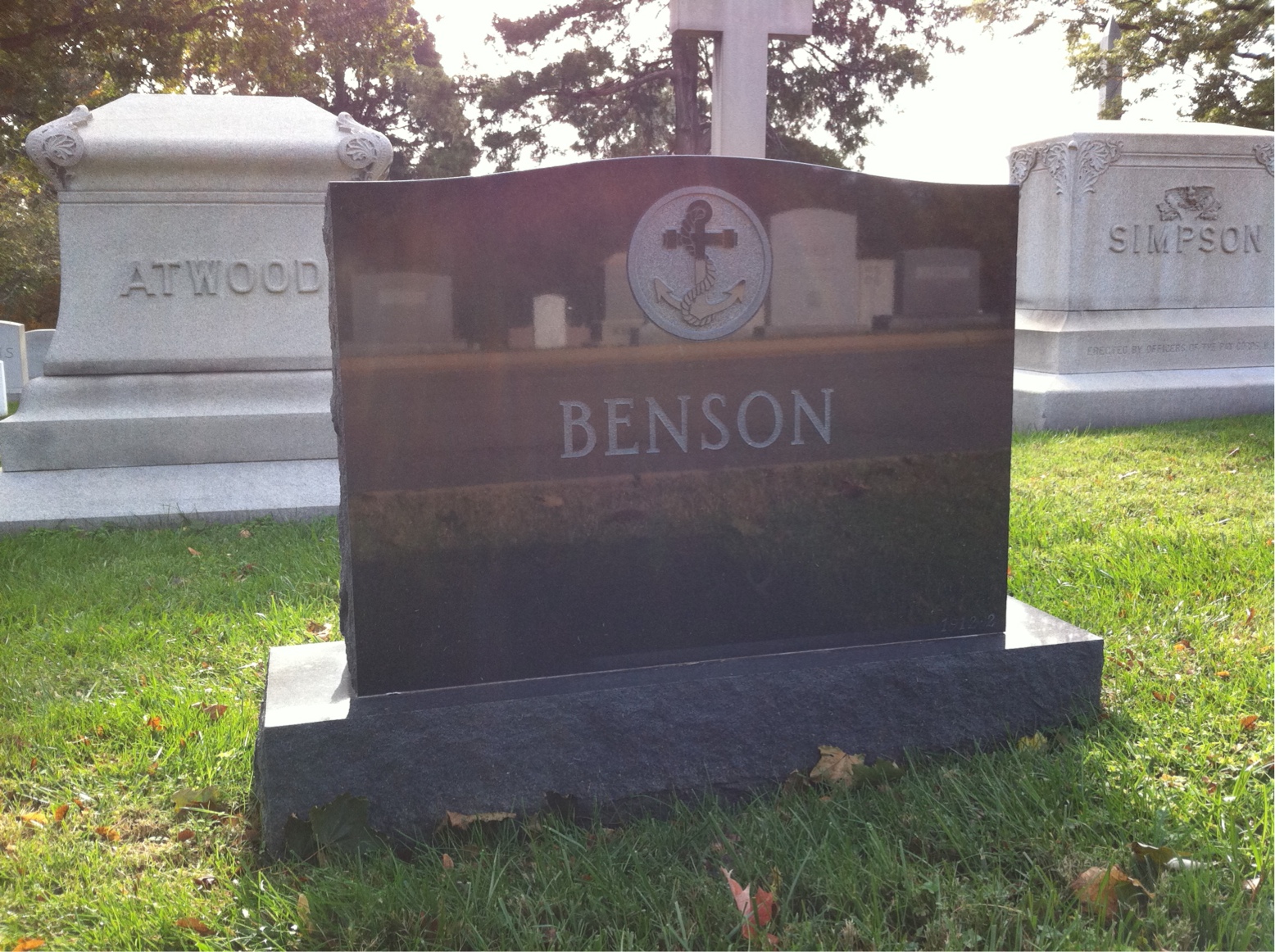 Back of headstone — Ingram Benson