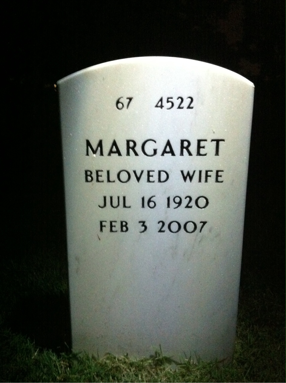 Back of headstone — Lester Kraft