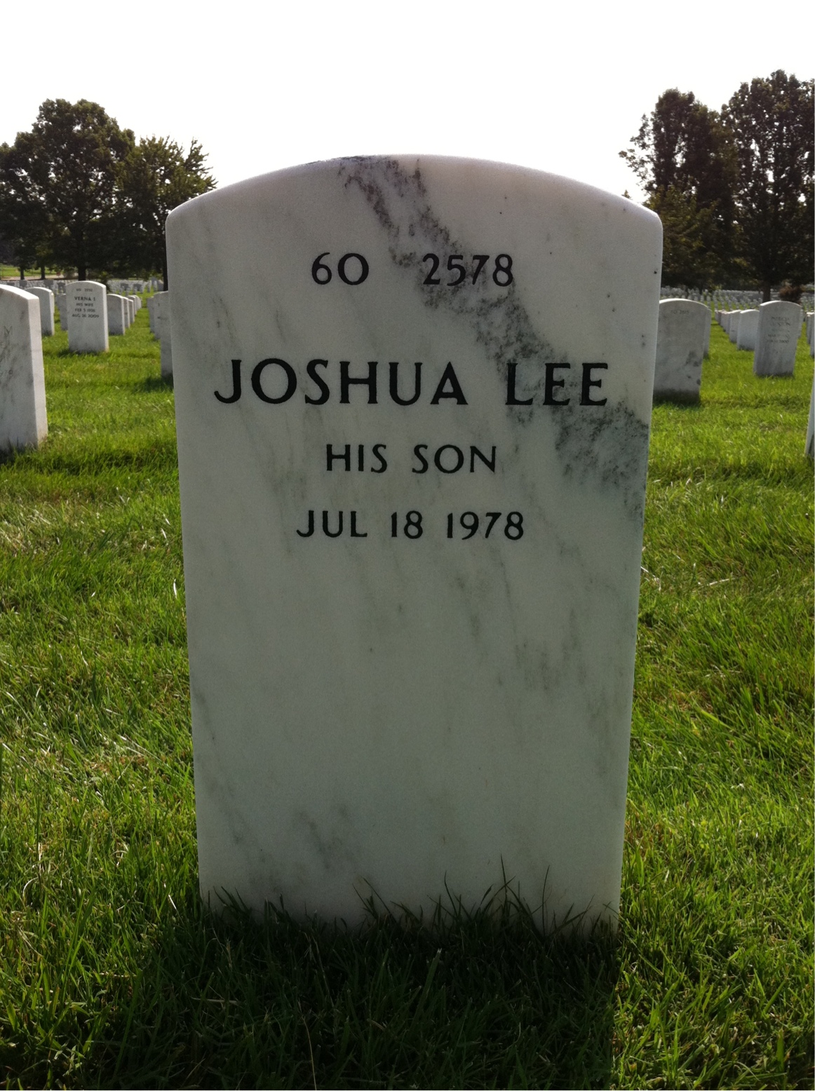 Back of headstone — Donald Blessing