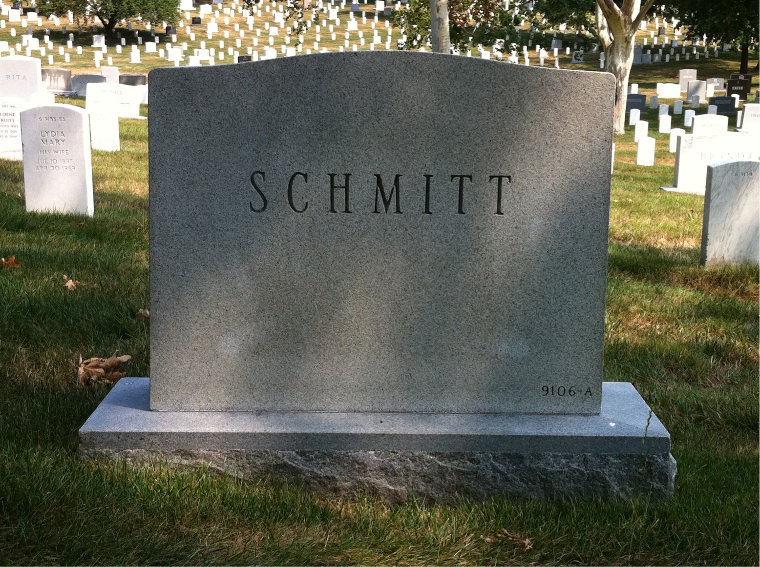 Back of headstone — Richard Schmitt