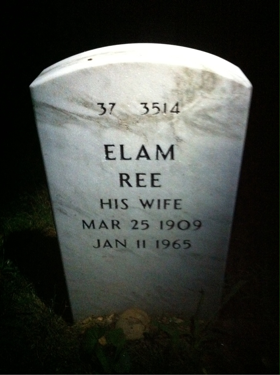 Back of headstone — Samuel Henderson