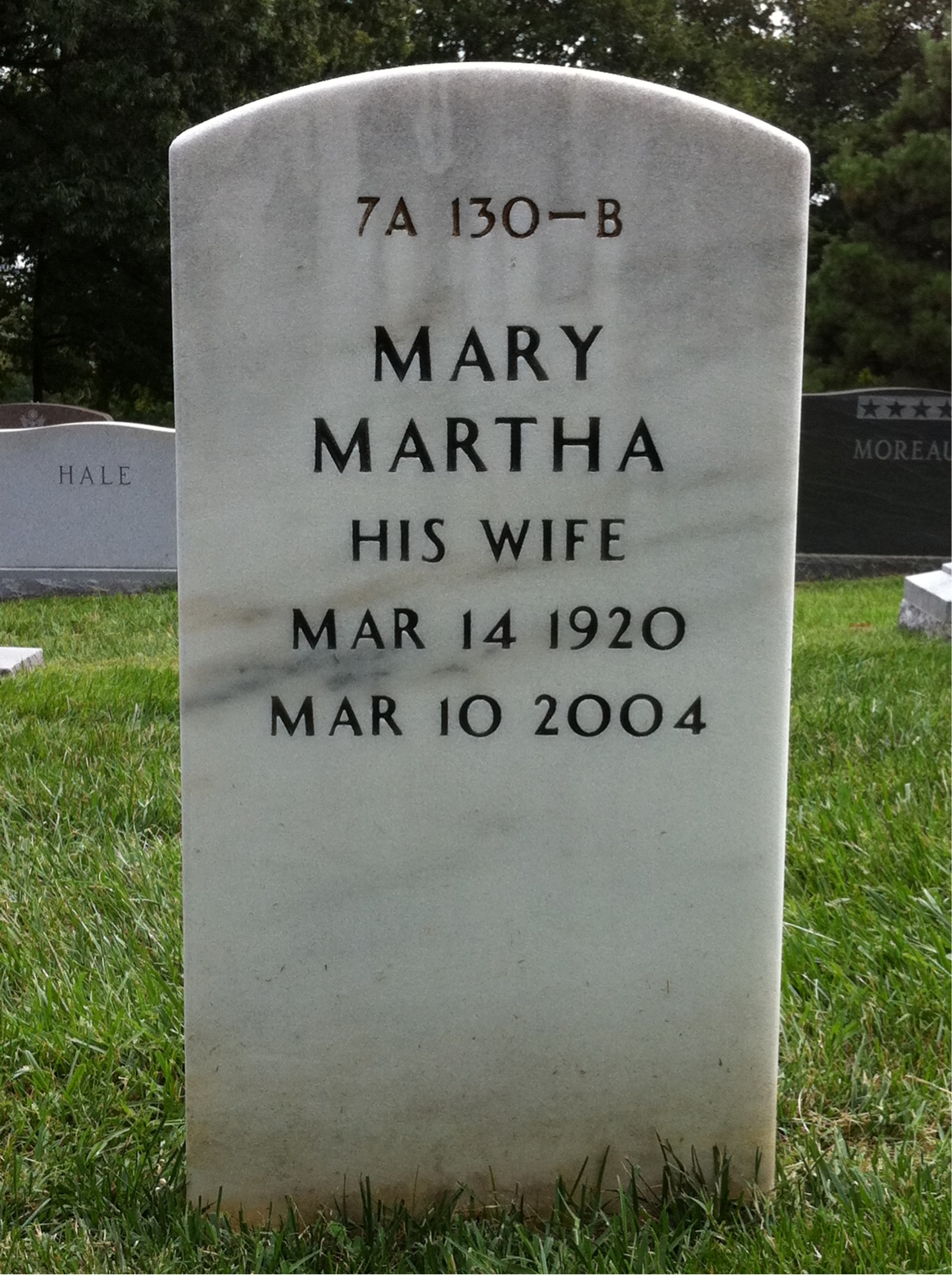 Back of headstone — George Street