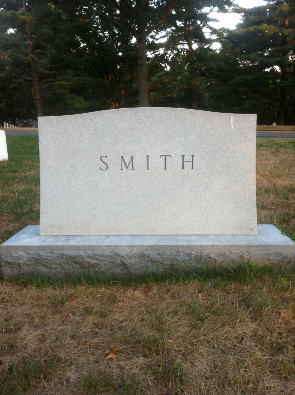 Back of headstone — Wallace G Smith