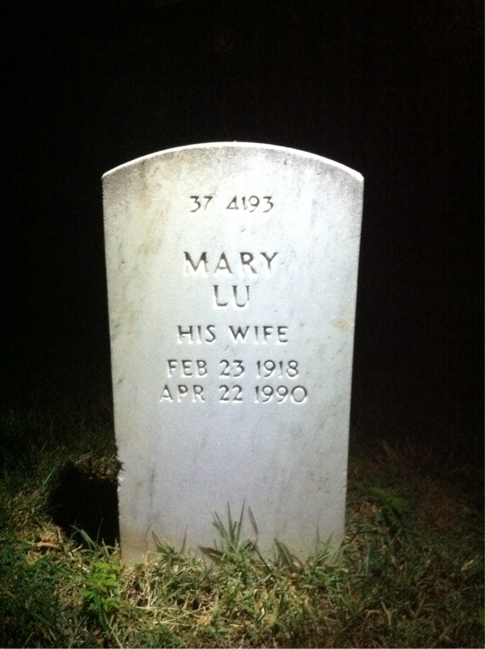 Back of headstone — Wendell E Cooper