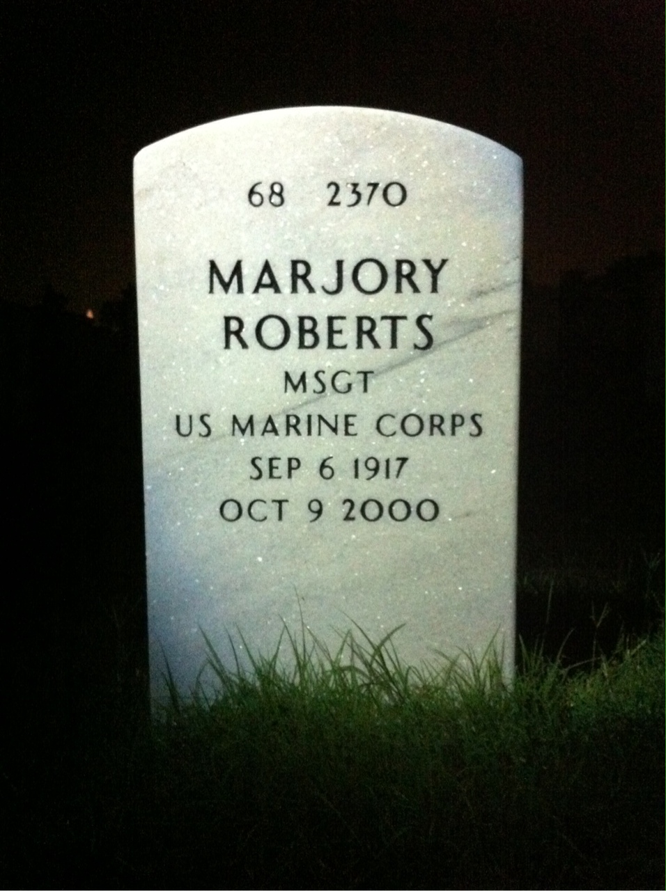 Back of headstone — Marjory Glass