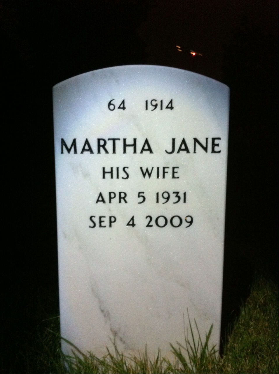 Martha Mooney headstone back