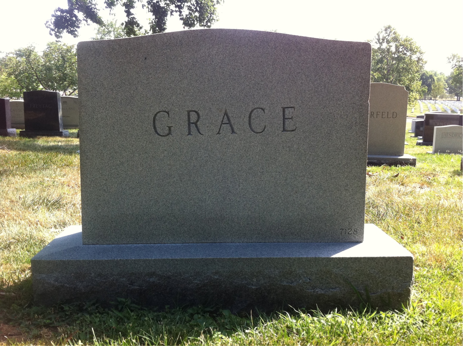 Back of headstone — Joseph Grace