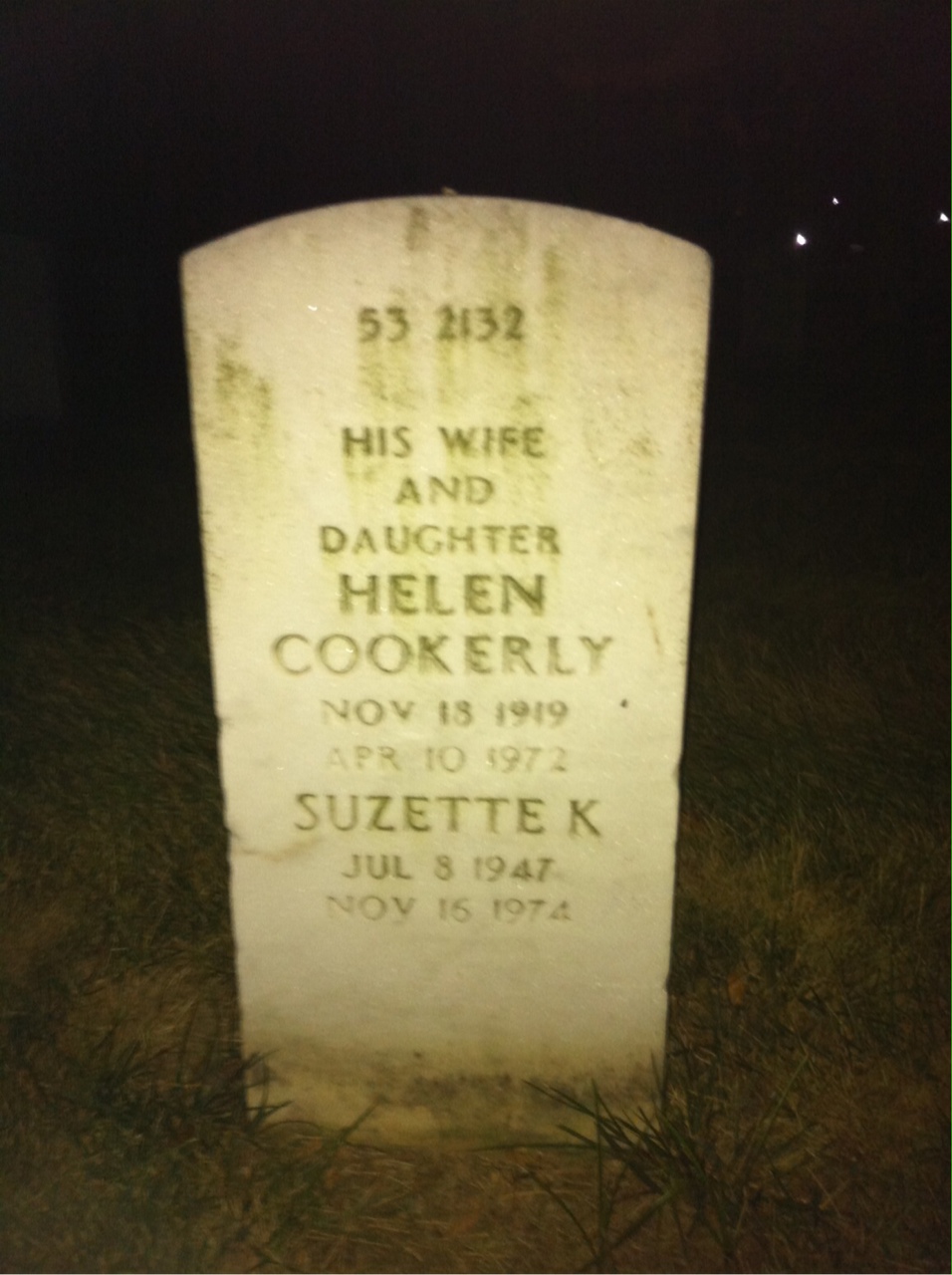 Back of headstone — Gerald Baker