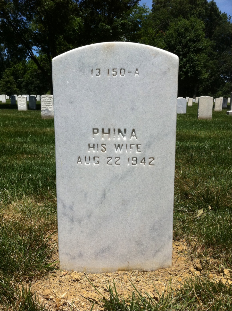 Back of headstone — Phina Anderson