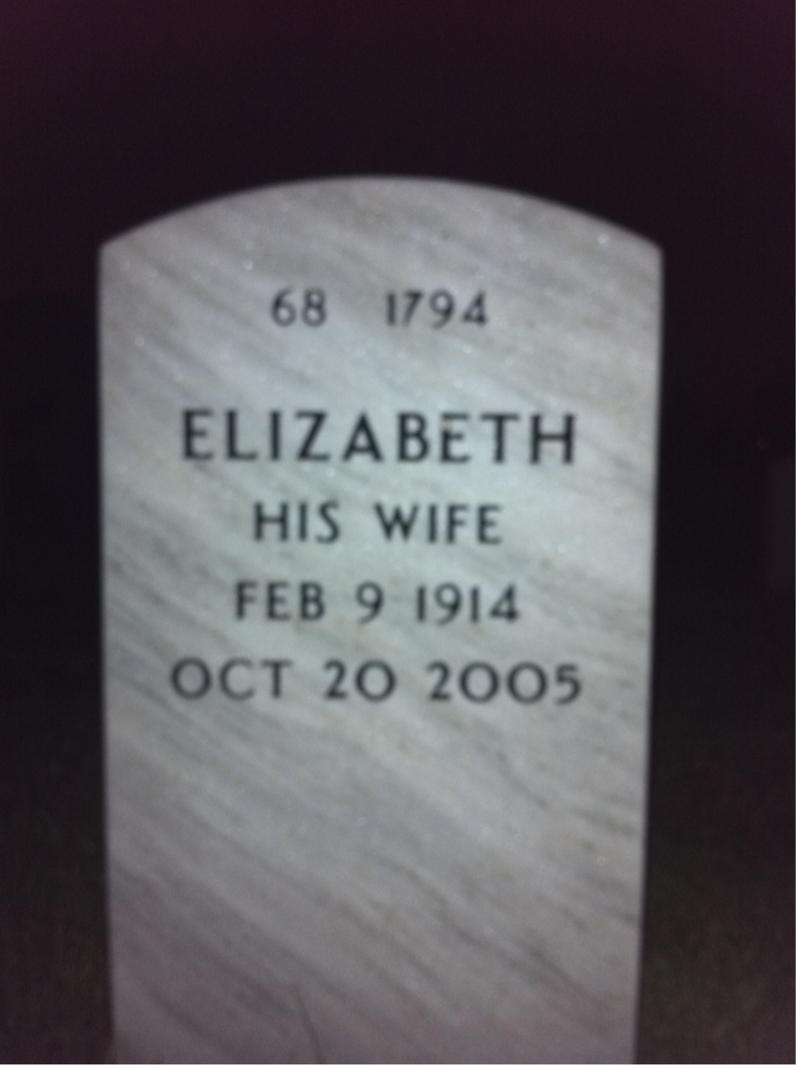 Back of headstone — Emrich Gale